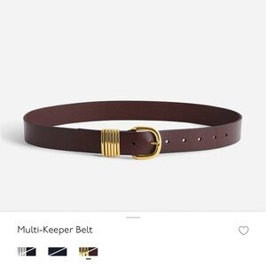 Madewell multi-keeper cherry wood Leather Belt with Gold Buckle